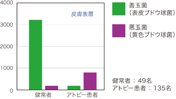 アトピーの肌には悪玉菌が多いグラフ説明