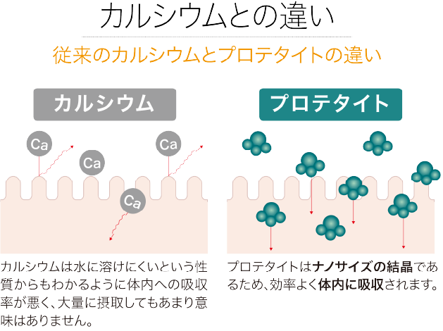 プロ手タイトとカルシウムの違いの説明図